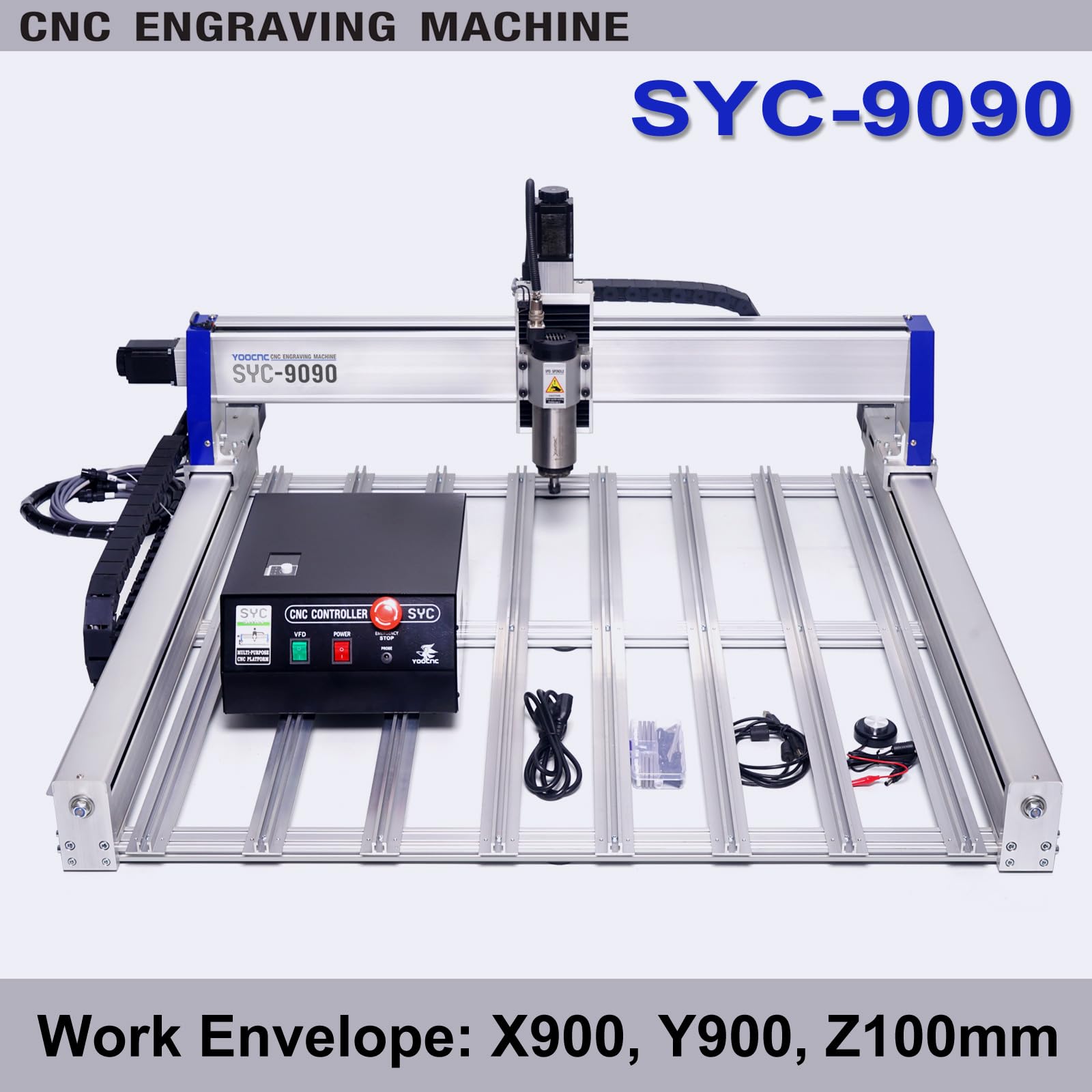 YOOCNC más pecise SYC9090 - Enrutador cnc con husillo de 2200 W para carpintería CNC máquina de grabado CNC/grabador cnc tallado y máquina de perforación para metal