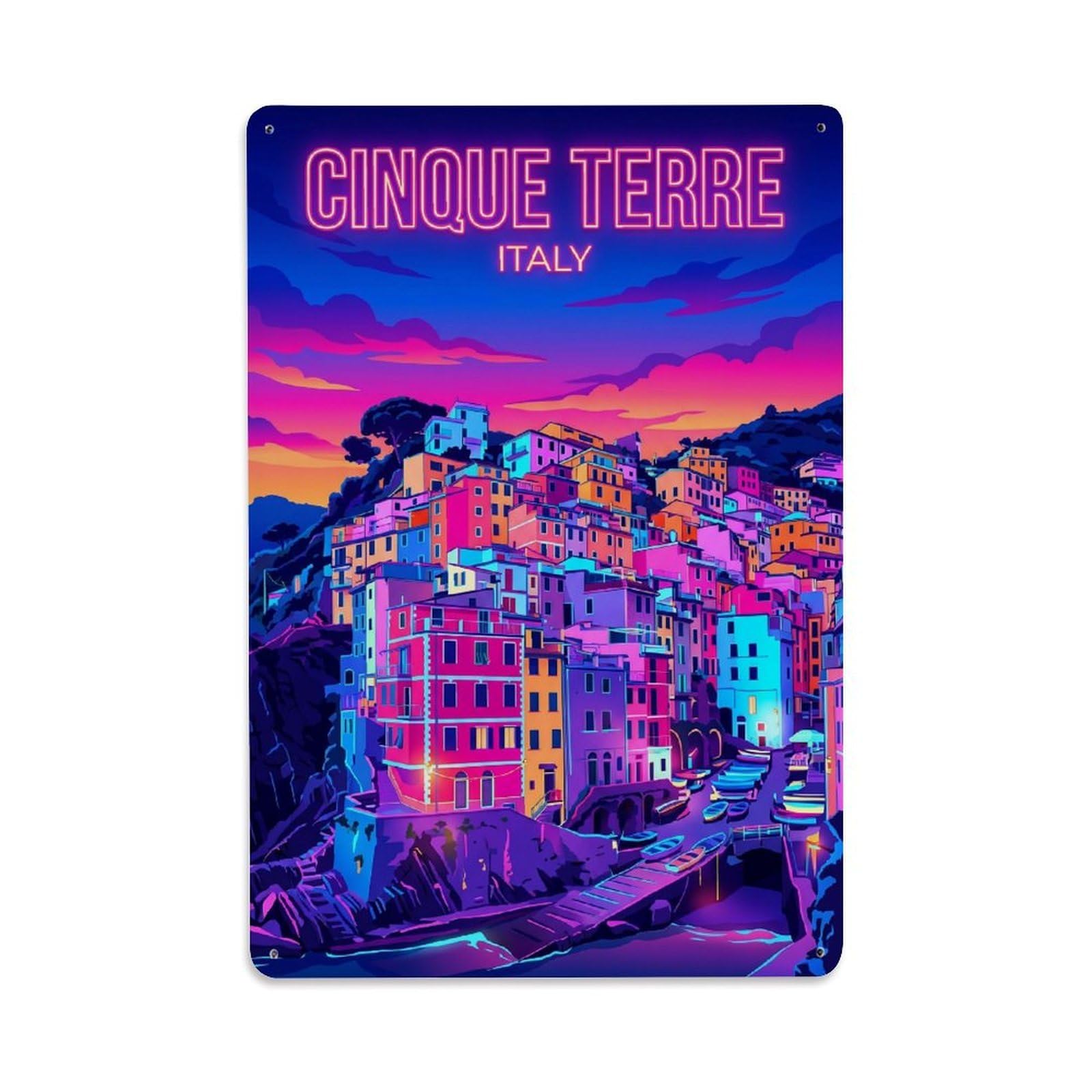 Huiyhb 8X12inch(20X30cm) Vintage Travel Cinque Terre Italy Bright Metal Tin Sign