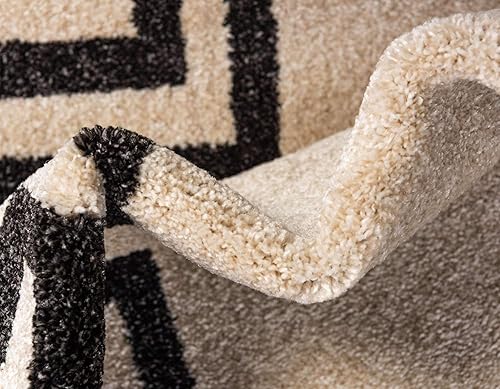 Miniatura 7 de Unique Loom Athens Collection - Alfombra clásica geométrica moderna con diseño de bordes, 3 pies 3 pulgadas x 5 pies 3 pulgadas, beigemarrón