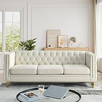 Vista 8 de JEEOHEY Juego de Sofás Chesterfield de 2, Sofá Moderno de Terciopelo con Capitoné y Ribete de Tachuelas, Sofá Tapizado de Asiento Profundo, Sofá