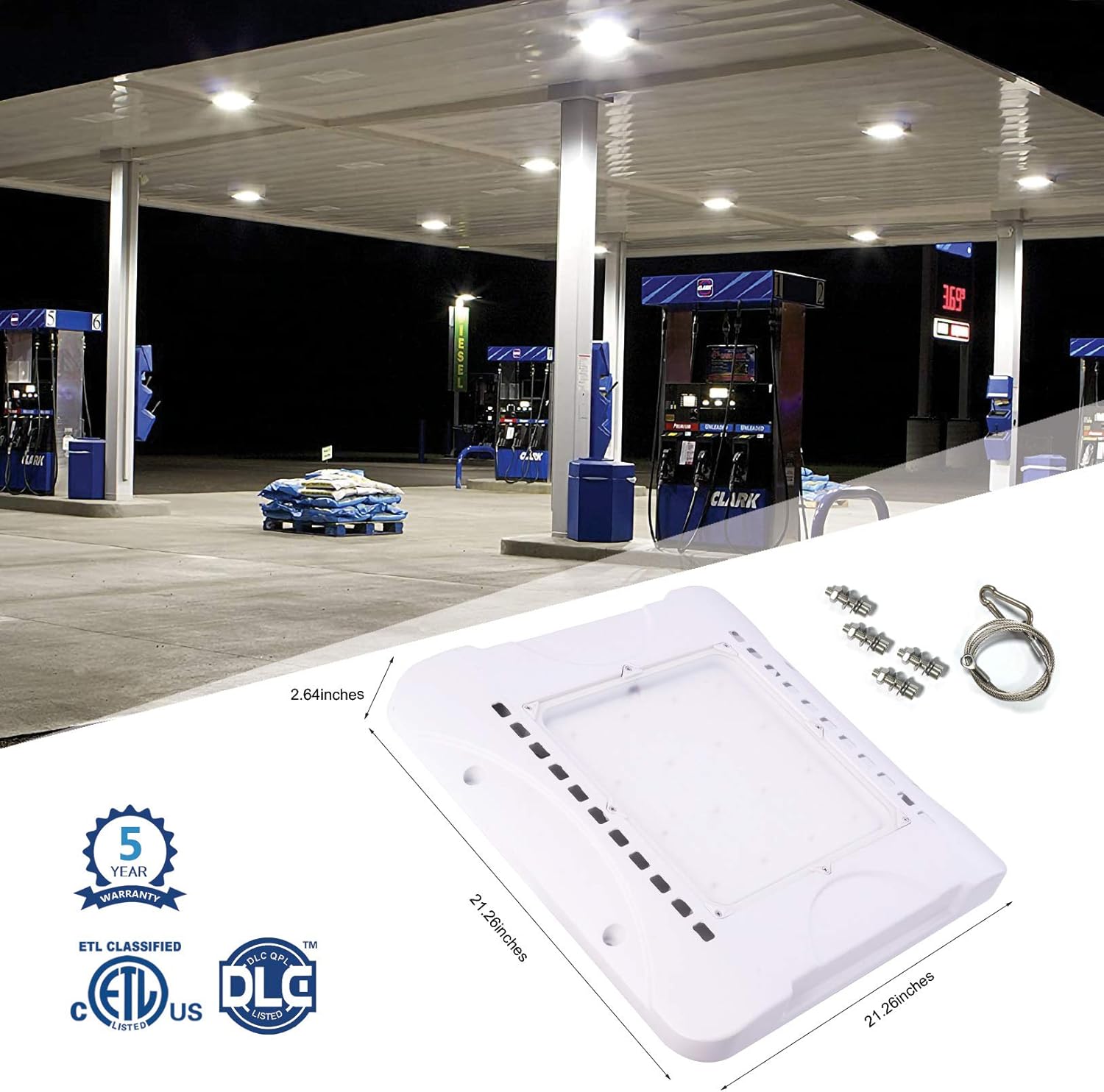 LED Canopy Lights 240W 33600 Lumens 5000K Daylight White 850W HID/MH Equivalent,Die Cast Aluminum Waterproof IP65,Commercial Area & Outdoor Lighting,Ceiling Lighting Fixtures (4 Pack)
