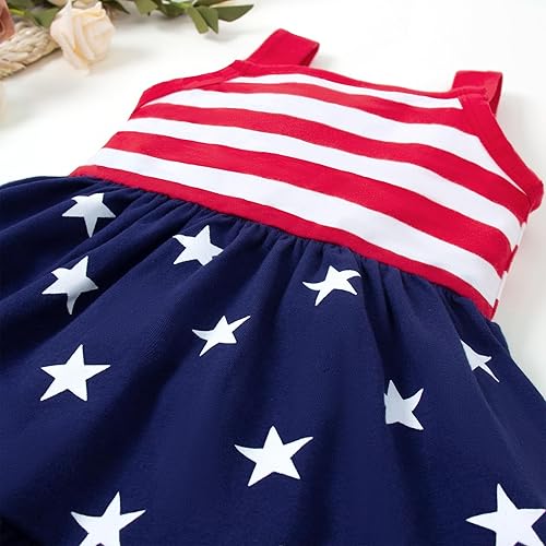 Miniatura 5 de 6M-8Y Niñas Niñas 4 de Julio Trajes Patrióticos Ropa de Bebé Niña Día de la Independencia Niños Vestido Rojo, Blanco Azul