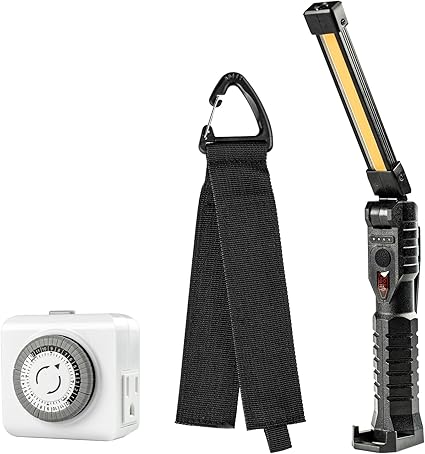 ALORAIR Accessories Package, Indoor Mechanical Light Timer+ Portable LED Work Light + Extension Cord Organizer