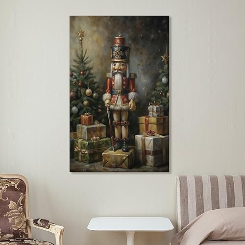 Miniatura 7 de FUCMI Juguete de cascanueces de madera, arte de pared de Navidad, lienzo vintage, póster de impresión artística para el hogar, escuela, oficina, sin