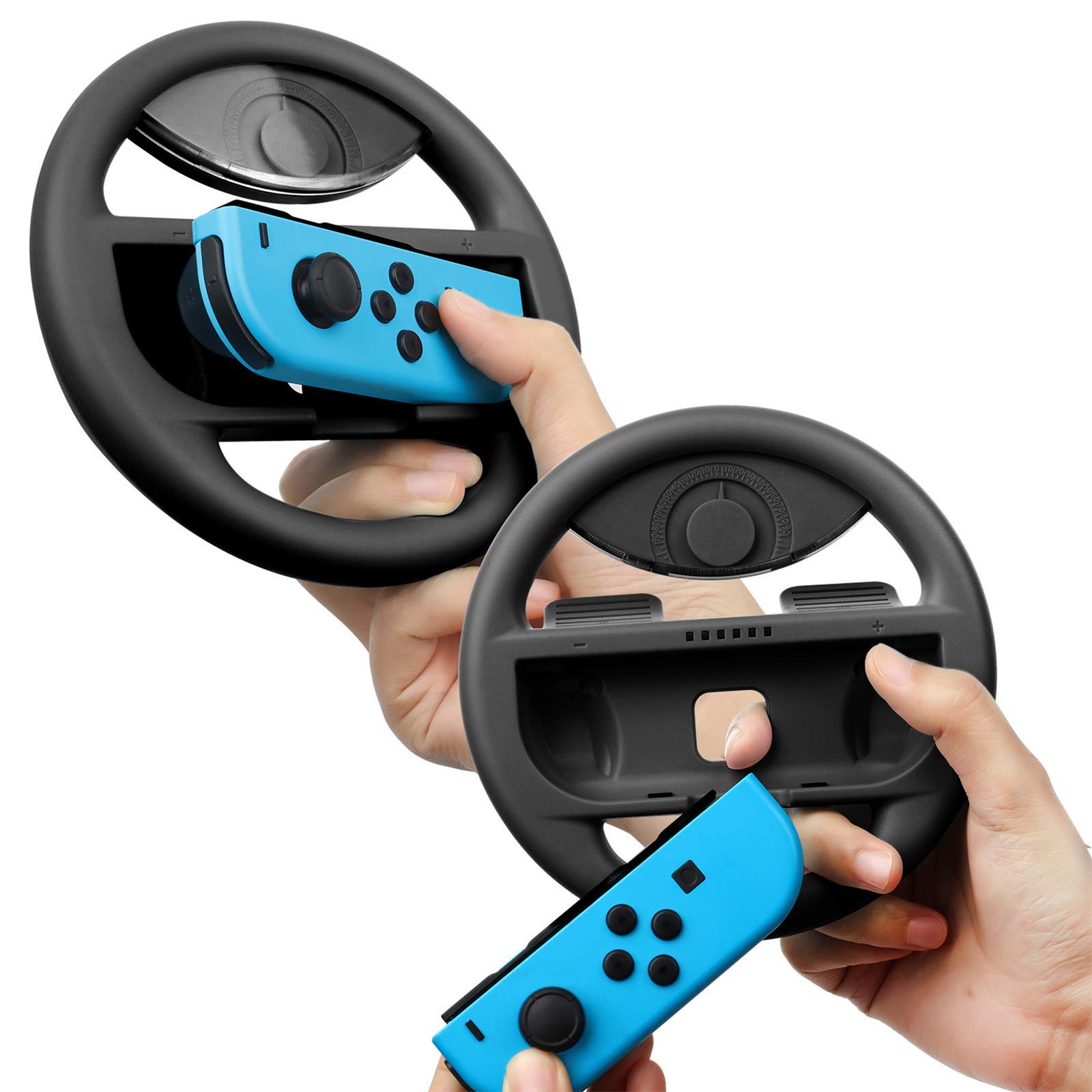 RajoNN Volanti e Impugnatura per Controller Joy-con - 4 Confezioni, Volanti per Nintendo Switch, per Mario Kart 8 Deluxe Nintendo Switch, Nero