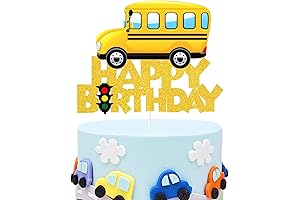 CoComelon Glitter Cake Topper with School Bus