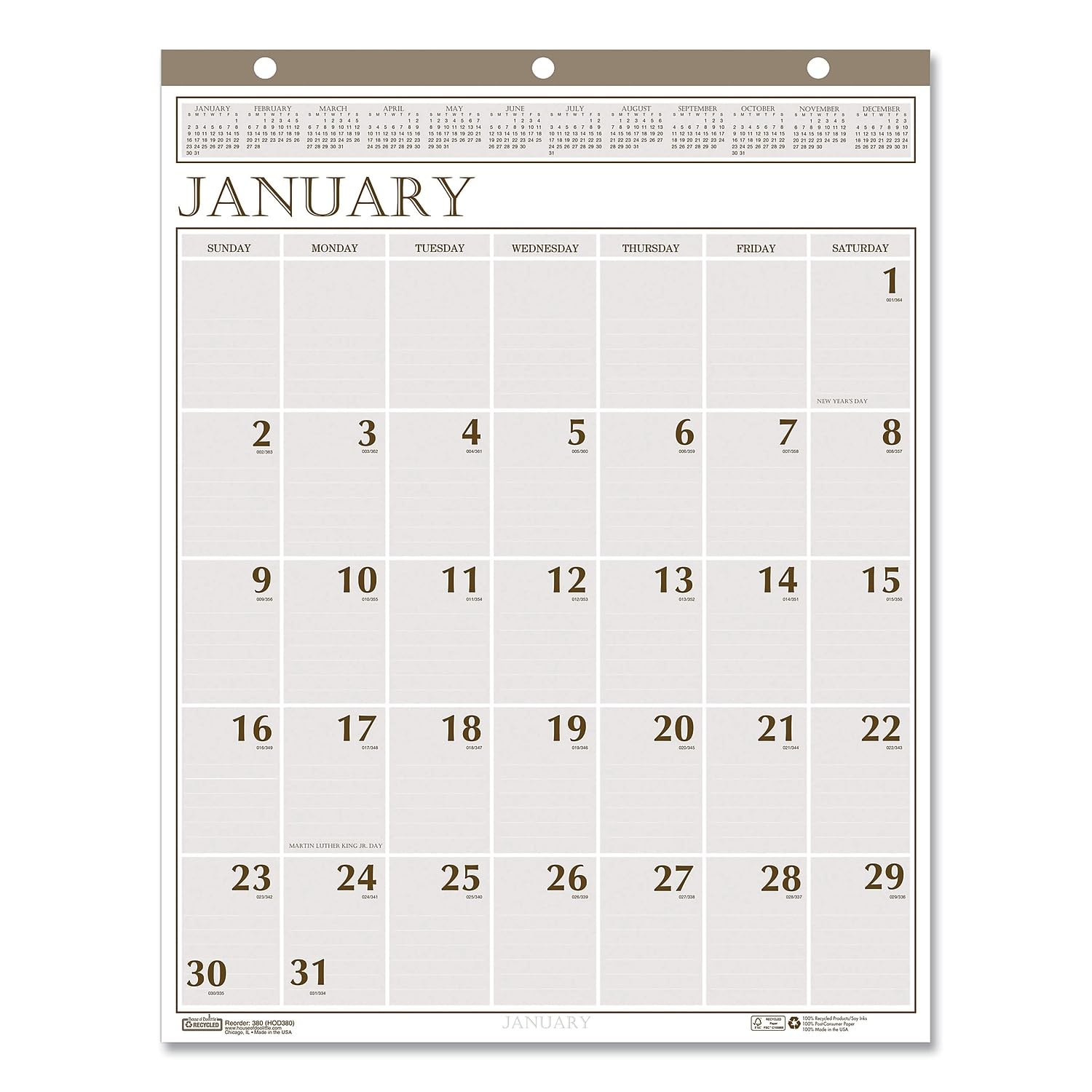 Photo 1 of 2024 House of Doolittle 20x26 Large Print Recycled Monthly Wall Calendar (HOD380)