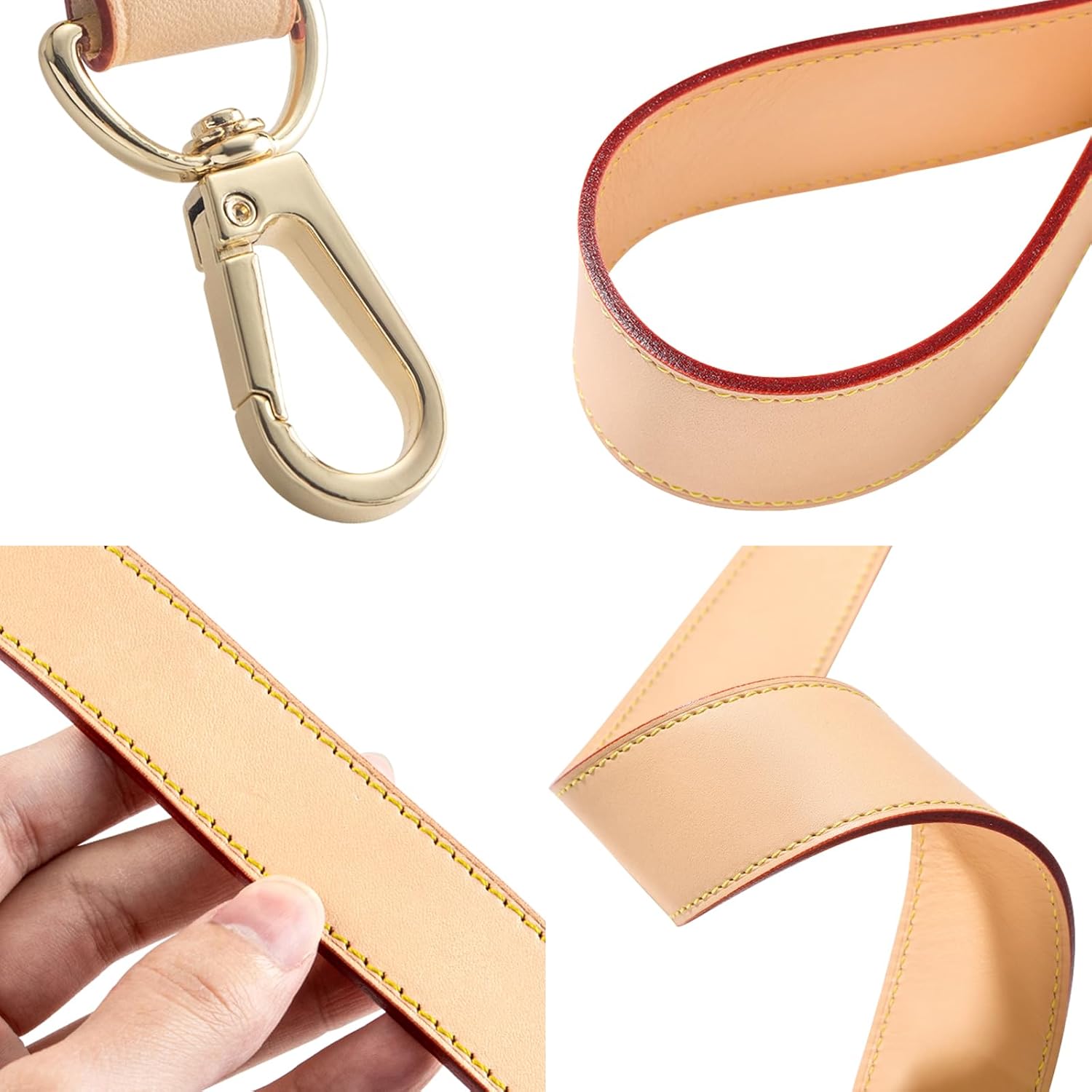 Genuine Vachetta Leather Shoulder Bag Strap Crossbody Replacement for Handbag or Purse(APRICOT-Width:1.5in&Length:37.8in) - Image 4