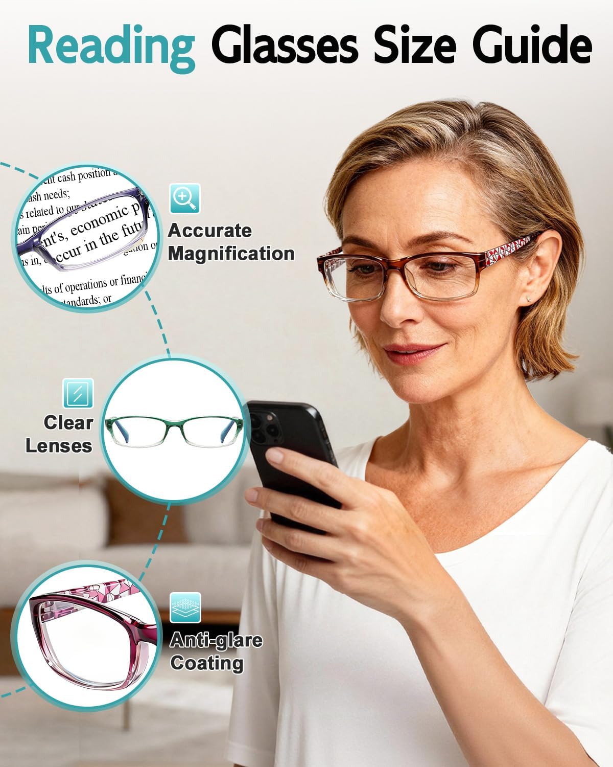 Suertree Reading Glasses for Women, 5 Pack Blue Light Blocking Computer Ladies Readers Men with Spring Hinge +0.5x - Image 4