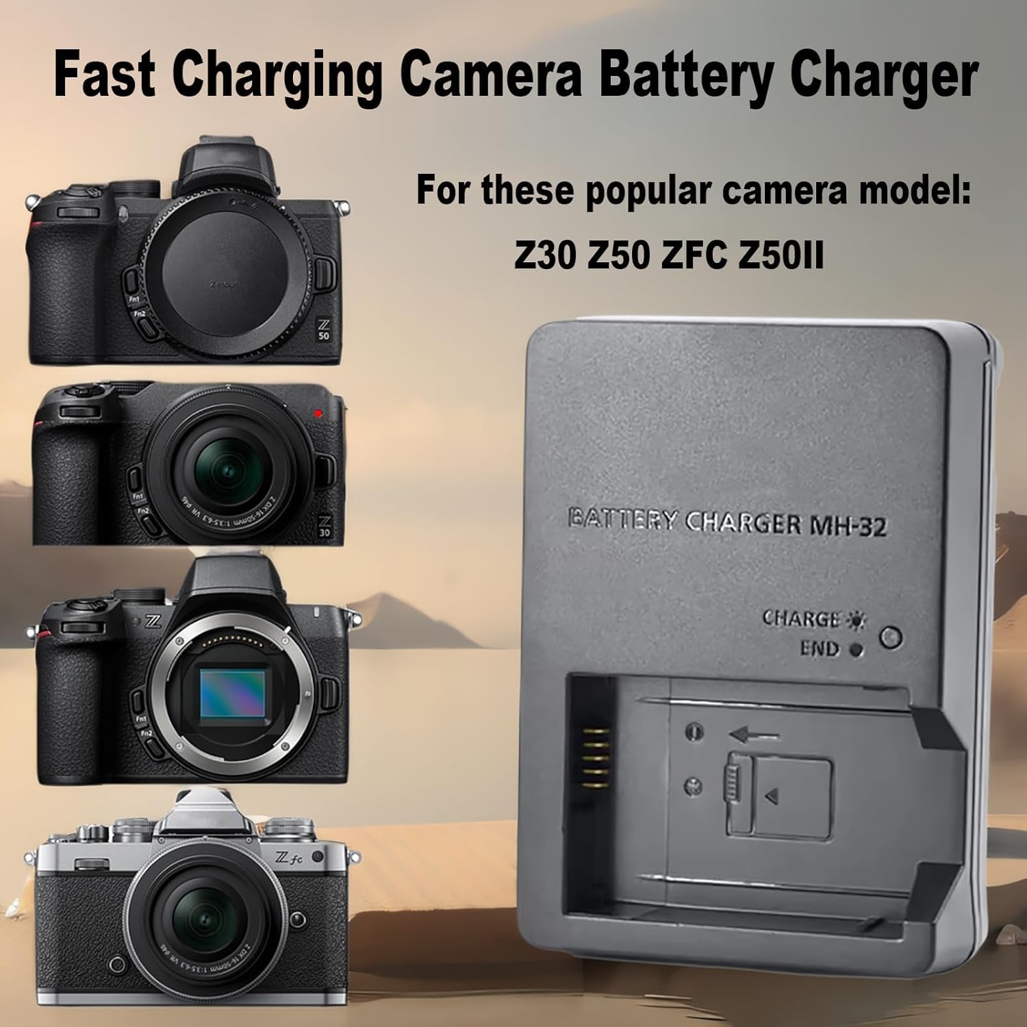 MH-32 Camera Battery Charger for Nikon ENEL25 EN-EL25a Battery Compatible with Nikon Z30 Z50 ZFC Z50ii Micro Single Camera, mh 32 Charger