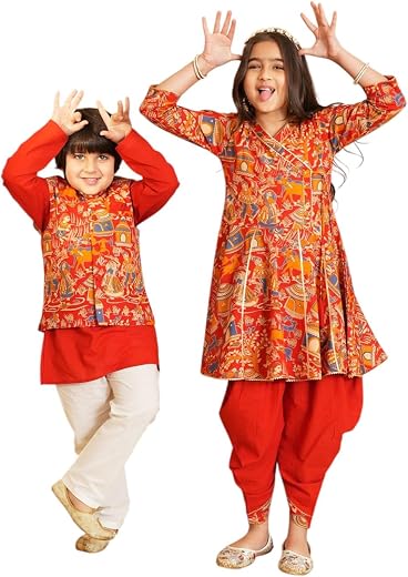 AJ DEZINES Siblings Matching Outfits Bhai Behen Boys Kurta Set & Girls Kurta Sharara Set For Kids | Sibling Combo Dress | ...
