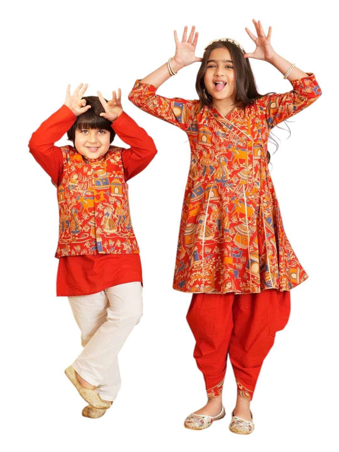 AJ DEZINES Siblings Matching Outfits Bhai Behen Boys Kurta Set & Girls Kurta Sharara Set For Kids | Sibling Combo Dress | ... - Review, Price and Buying Guide