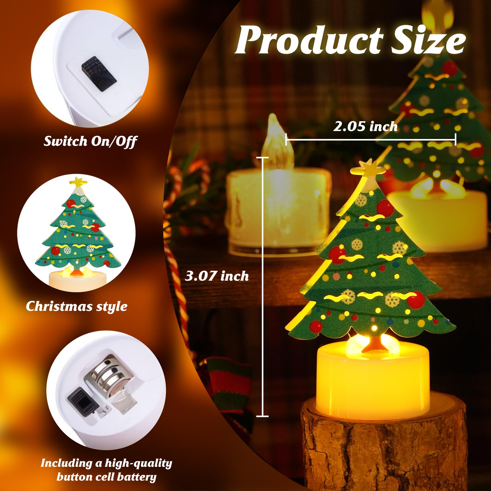 HAIDOLIANG 6PCS Christmas Candles (Christmas Tree)