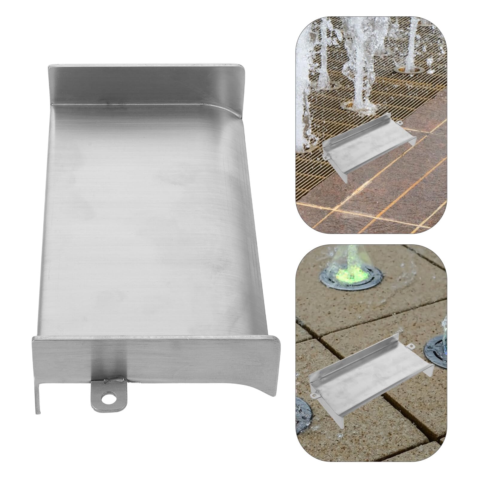 Abaodam Canale di Scarico a Cascata in Acciaio Inox 20x10x2,5 Cm per Fontane da Giardino, Sfioratore per Laghetti Fai da Te e Giochi D’Acqua Esterni, Accessorio per Cascata Naturale