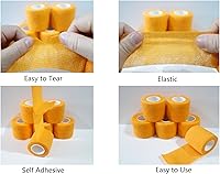 Vista 4 de Paquete de 6 vendajes autoadhesivos de 2 pulgadas x 5 yardas, transpirable, cohesivo, para mascotas, cinta elástica autoadhesiva para deportes