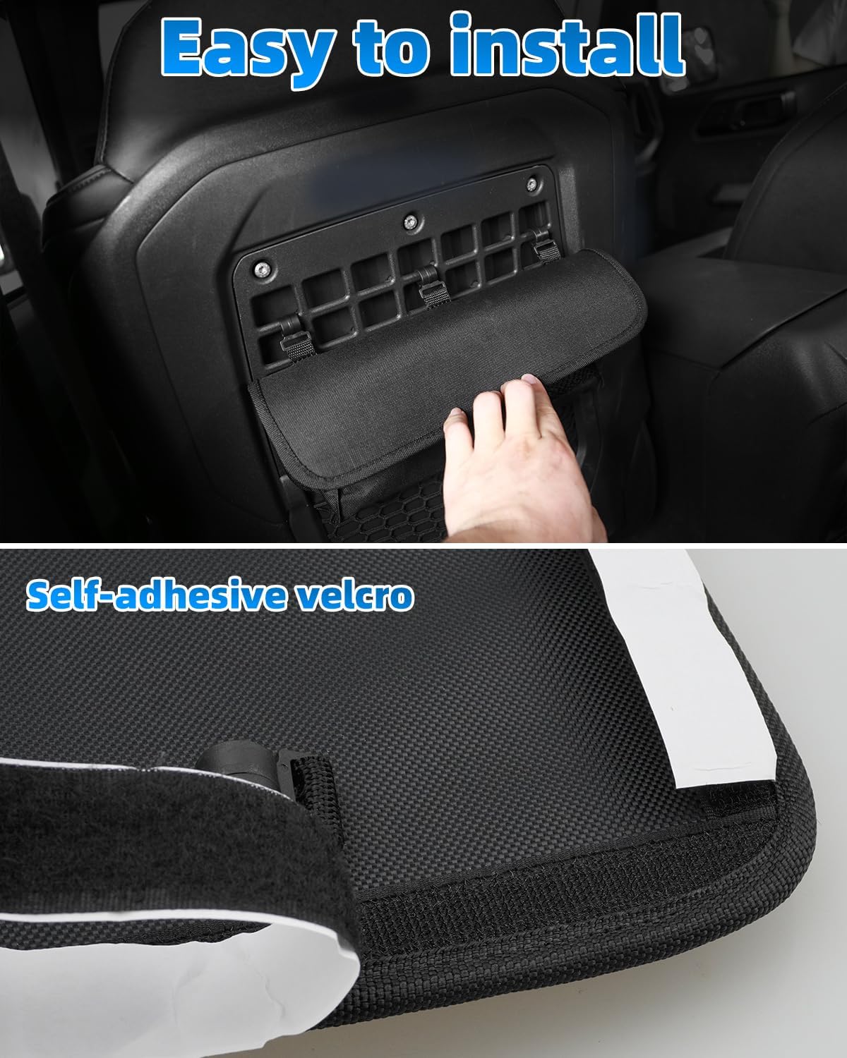 Bestview Front Seat Organizer Storage Bag Compatible with 2022 2023 Fo-rd Bronco 2-Door/4-Door, Multi-purpose Storage Pouch Organizer, Mesh Polyester Dash Tools Bag (Black)