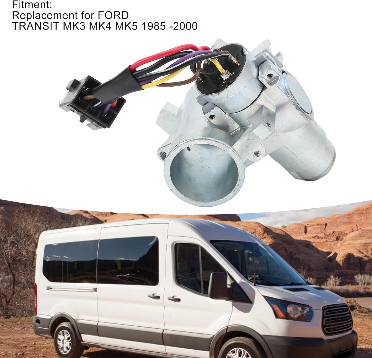 Steering Ignition Lock Ignition Switch Housing 1053774 Steering Lock with 2 Keys Compatible with Ford Transit MK3 MK4 MK5 Ignition Lock Assembly