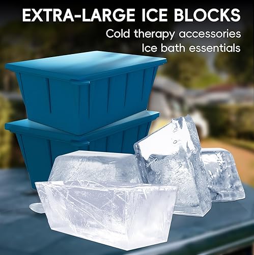 Miniatura 6 de Lecivan Moldes de bloque de hielo de silicona extra grandes con tapa para bañera de hielo, bandejas de bloques de hielo grandes reutilizables para