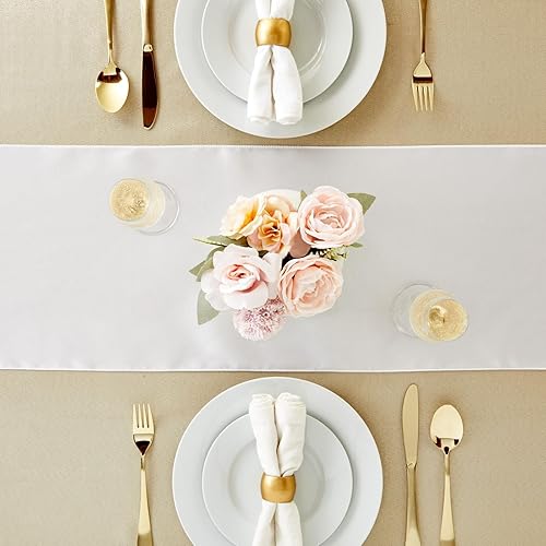 Miniatura 2 de Juvale Paquete de 10 caminos de mesa de satén blanco para mesas rectangulares y redondas, bodas, baby showers, fiestas de cumpleaños, banquetes,