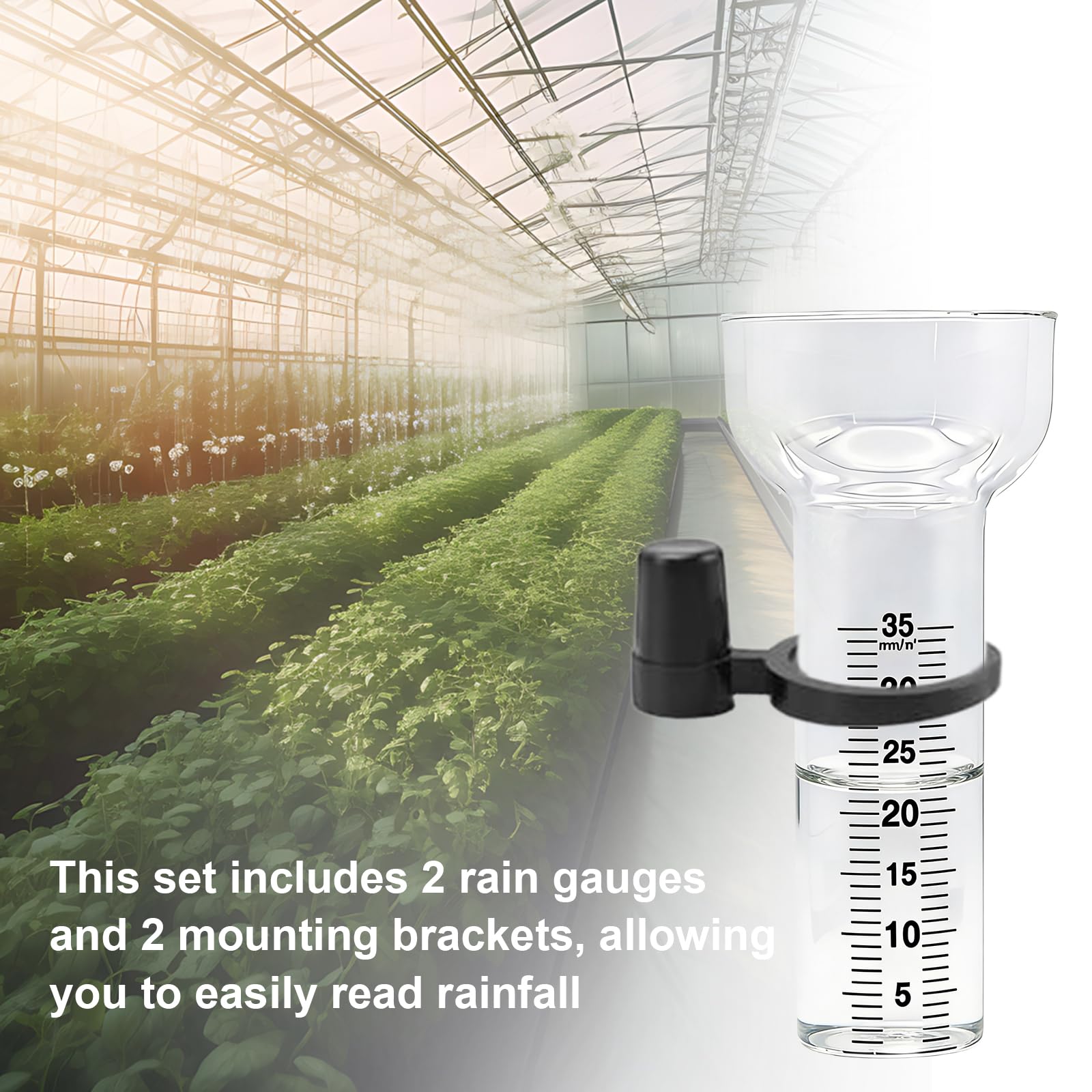 Lot de 4 Pluviomètres, Pluviometre Exterieur Jardin avec Support, Pluviomètre en Verre RéSistant de 35 mm, Mesureur de Pluie et de Précipitations, pour Cour, Jardin et Espaces Extérieurs