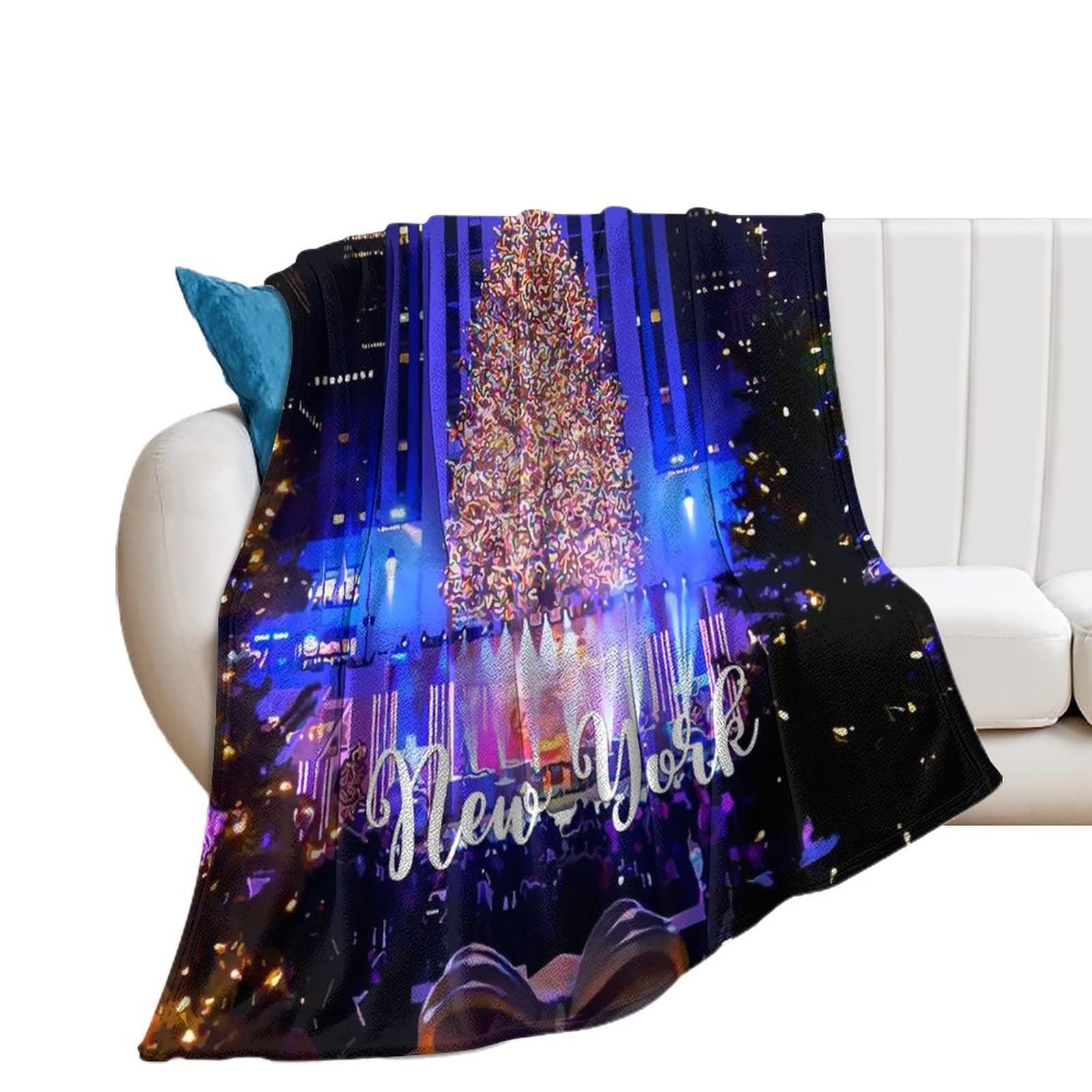 Couverture New York en flanelle polaire de 177x203 cm plaid doux pour canapé