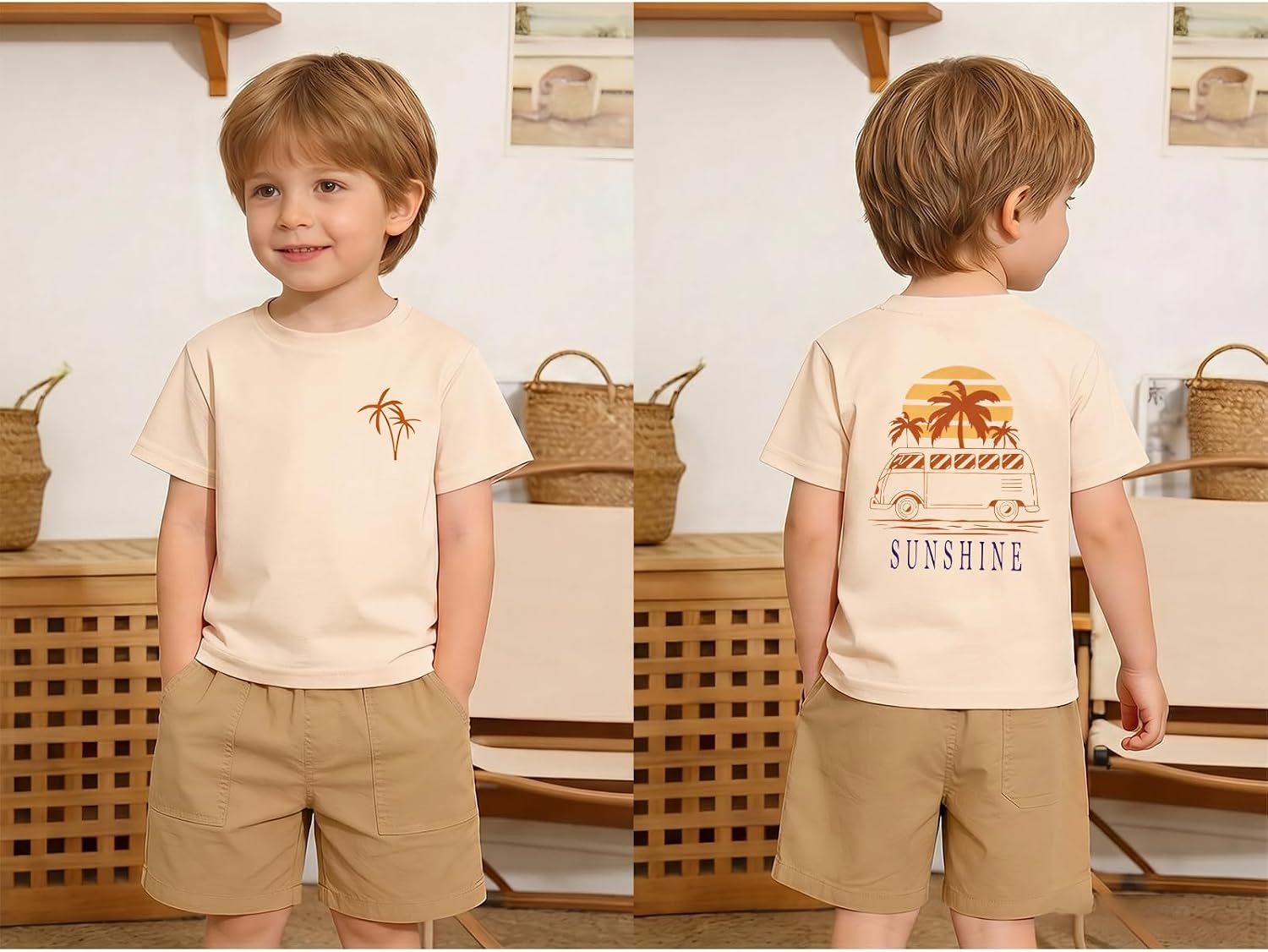 Toddler Boy Girl Hawaiian Shirts Beach Sunshine T-Shirt Kids Palm Tree Graphic Tee Funny Vacation Tops Summer Clothes image 3