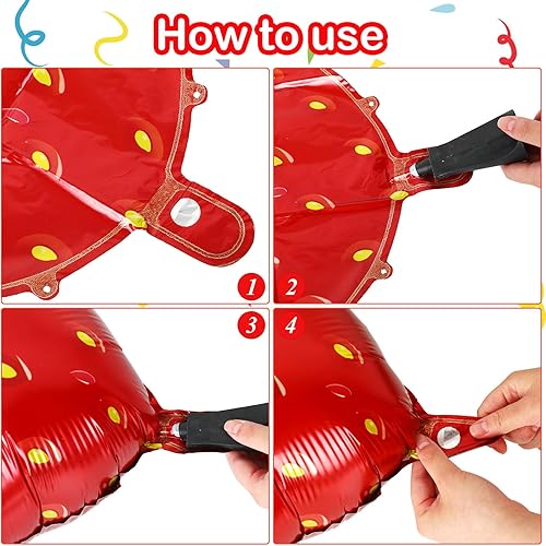 Miniatura 3 de Waline 30 piezas de decoración de primer cumpleaños de fresa, globo número uno, letra uno, globos rosas y verdes para decoración de fiesta de primer