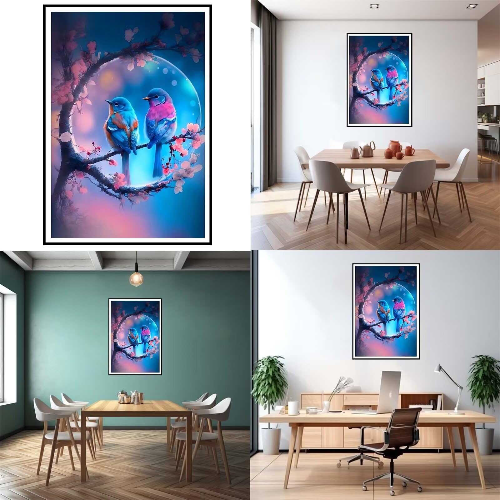 5D DIY Diamante Art Pintura kit Completo, Diamond Painting Adultos Niños Rhinestone Bordado de Punto de Cruz Artes Pintura Painting, Cuadros Decor para Cuarto, Sala de Estar - (Aves) 60x90cm