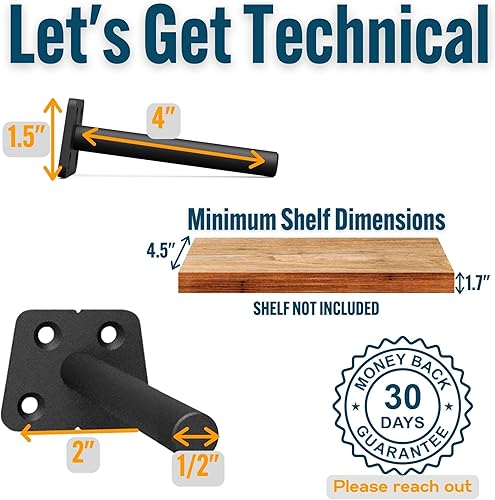 Miniatura 4 de EVALD Soporte de estante flotante mejorado con plantilla y broca  Soporte de mantel flotante de 4 pulgadas con tornillos y anclajes para mejoras del