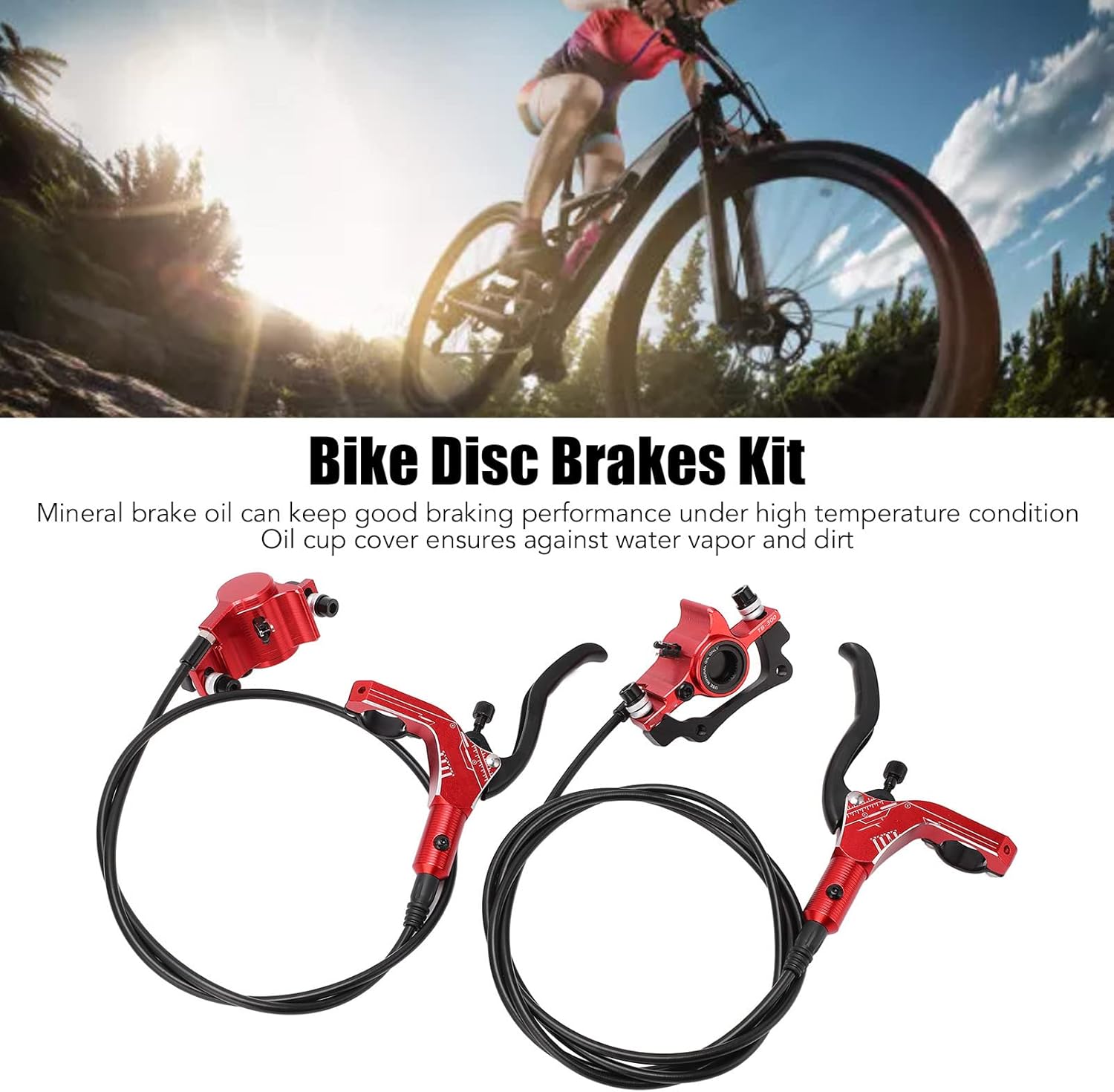 Bike Brakes, High Density Sensitive Wear Proof Hydraulic Disc Brake Set for Mountain Bike Replacement