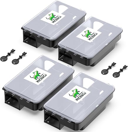 Lot De 4 Stations D'appâtage Sécurisées Mice&Co - Pour Rats Et Souris - Avec Clé De Sécurité - Réutilisables, Pour Intérieur/extérieur