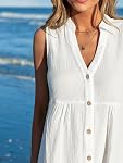 CUPSHE Women Swimsuit Coverup 100% Cotton Ruffle Hem Beach Cover Up Dresses