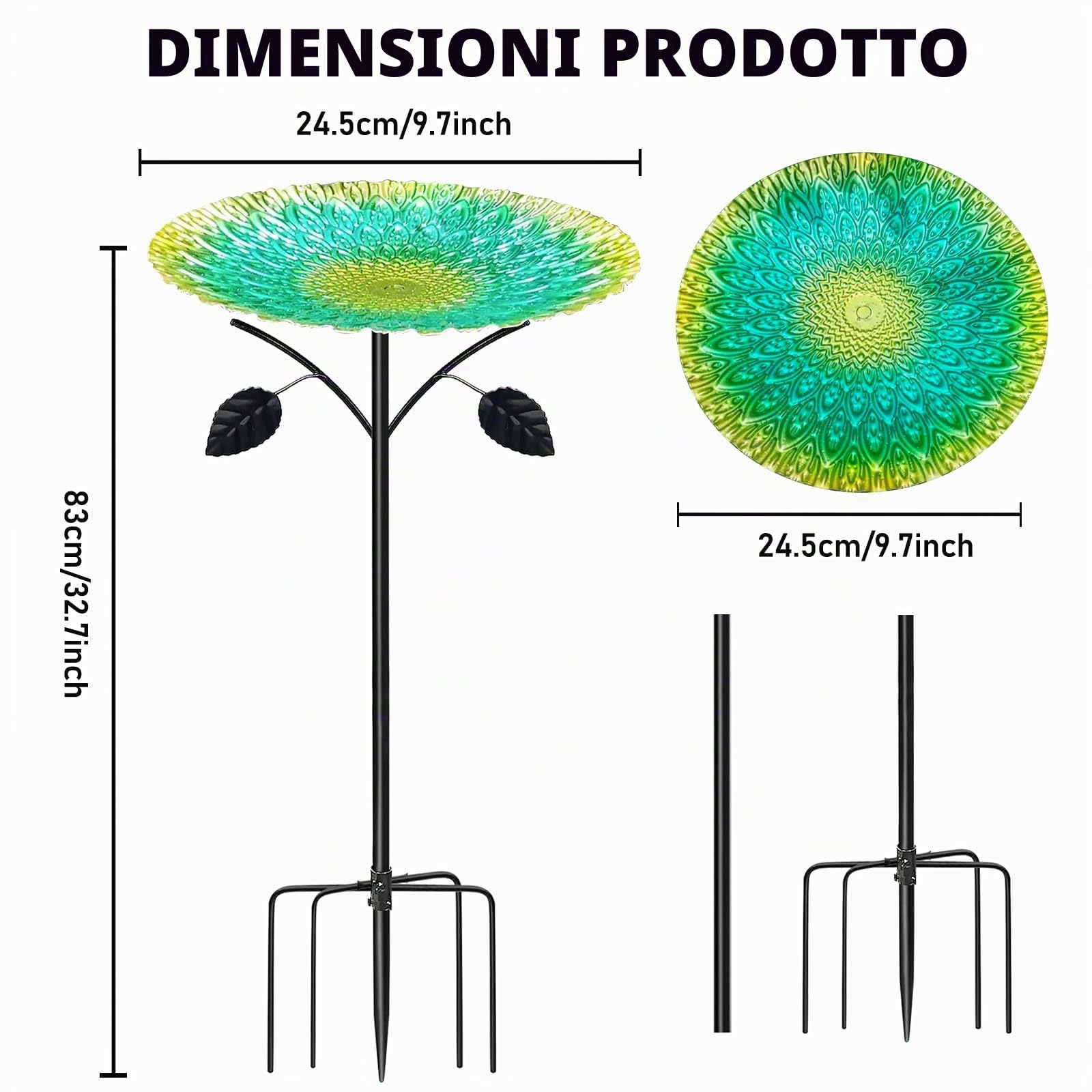 Abbeveratoio Per Uccelli In Metallo Per Esterni, Vasca Per Uccelli Autoportante Da Esterno Con Supporto, Abbeveratoio Per Da Esterno Per Uccelli, Abbeveratoio Uccelli Per Esterni, Giardino(24.5c*83cm)