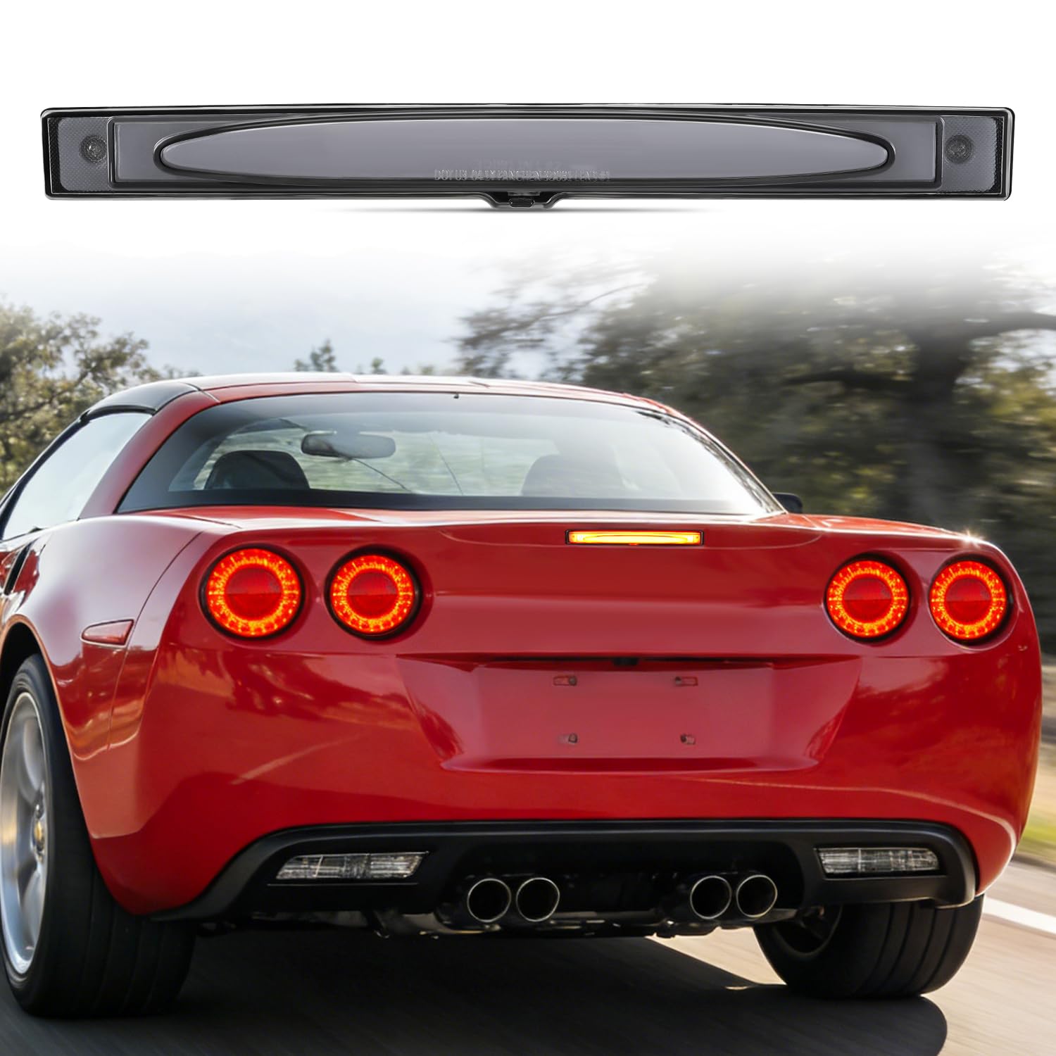 Nilight Third Brake Light for Chevy Corvette C6 2005-2013, Smoked Lens