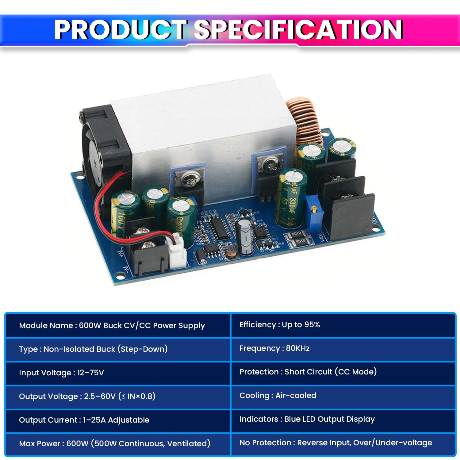 amiciSolar 600W 25A Adjustable DC-DC Buck Converter — Amazon image 3
