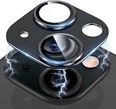 Rear Camera Protector for iPhone 15/iPhone 15 Plus, [Anti-Scratch] 9H Tempered Glass Aluminum Alloy Protection Lens Rear Camera, HD Camera Protector for iPhone 15/15 Plus, Black