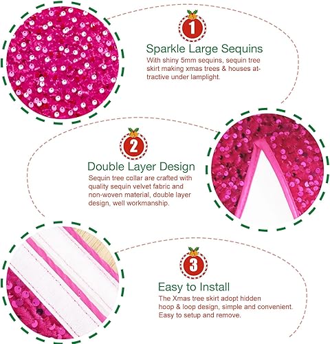 Miniatura 10 de Collar de árbol de Navidad, caja de falda azul de 23.6 pulgadas, collar de árbol de Navidad con purpurina, base de árbol de Navidad, cesta de