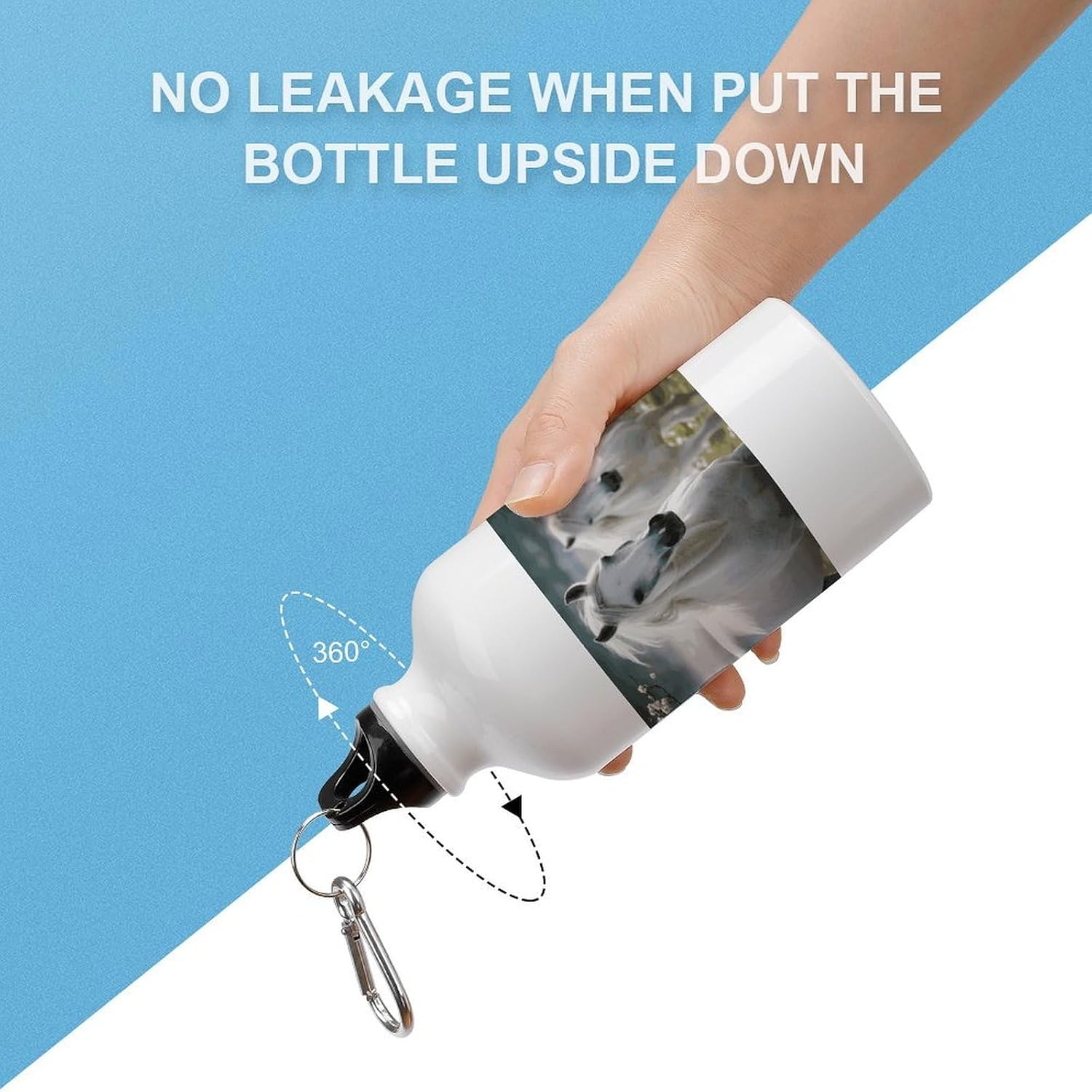 Aluminum Sports Water Bottle with Carabiner Clip & Leak-Proof Lid image 3