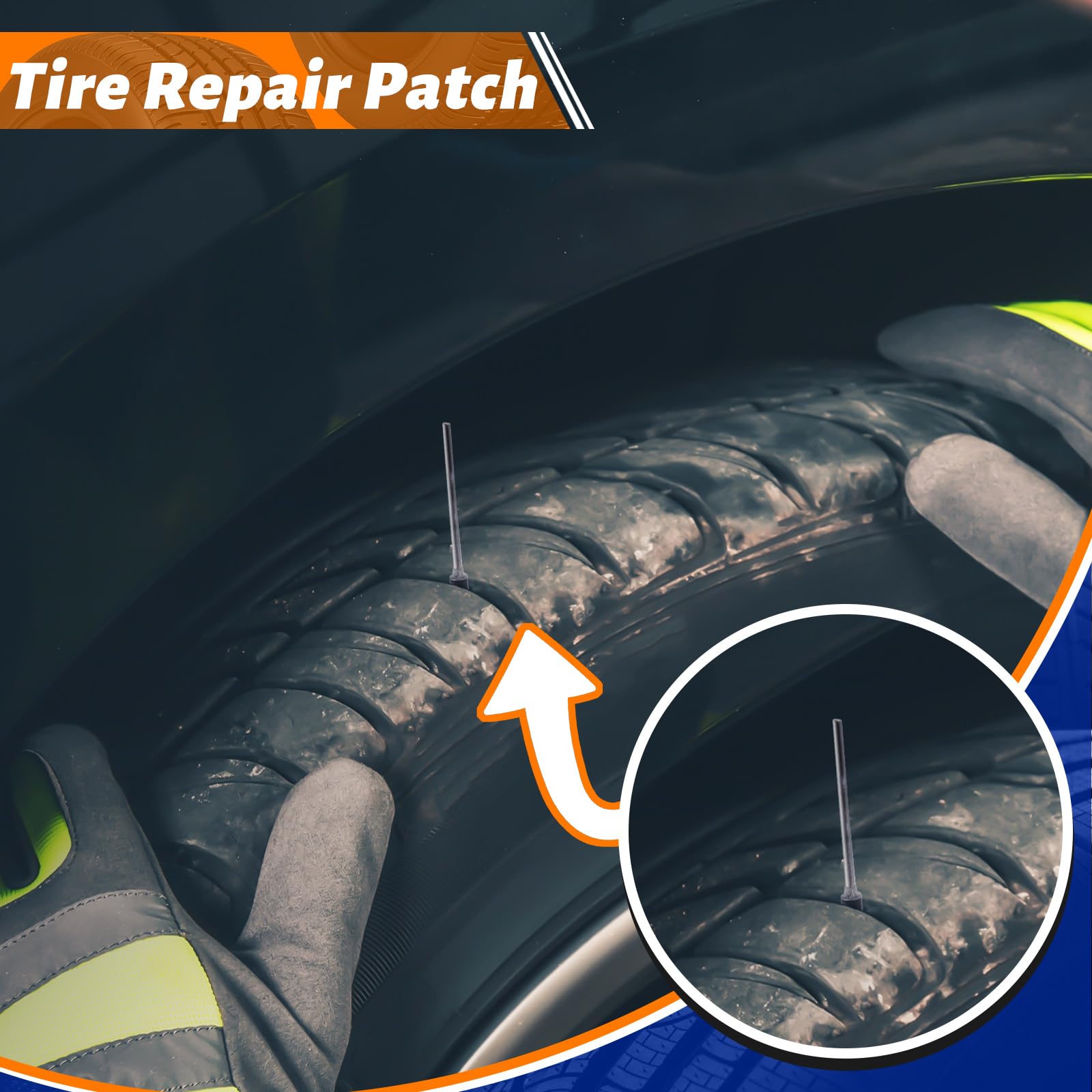 Frienda Kit di 48 toppe in gomma per riparazione pneumatici a fungo, kit di riparazione per forature in gomma, per auto, moto, camion e autobus