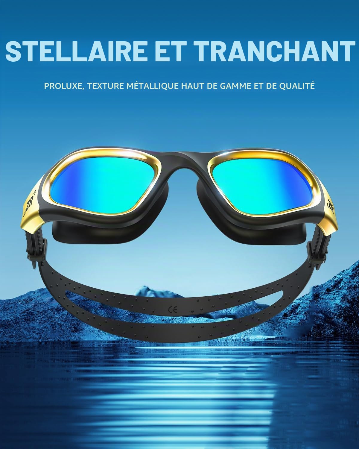 ZIONOR Lunettes de natation polarisées/non polarisées pour homme et femme [Upgrade], lunettes de natation G1, protection UV, anti-brouillard, sangle réglable, confortable, lunettes de natation