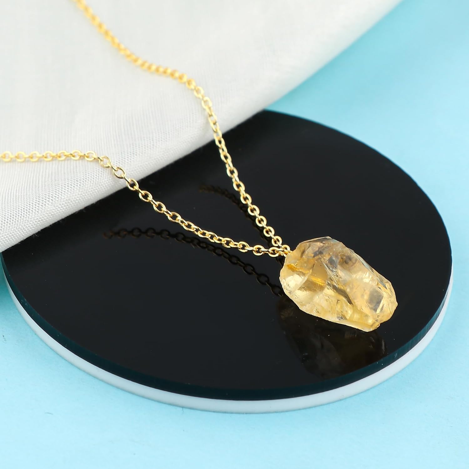 Raw Gemstone Necklace – Natural Crystal Pendant on 18K Gold Plated Chain – 15-25mm Chunky Gemstone – Healing Jewelry for Women – Boho Gift for Her – Adjustable Chain - Image 4