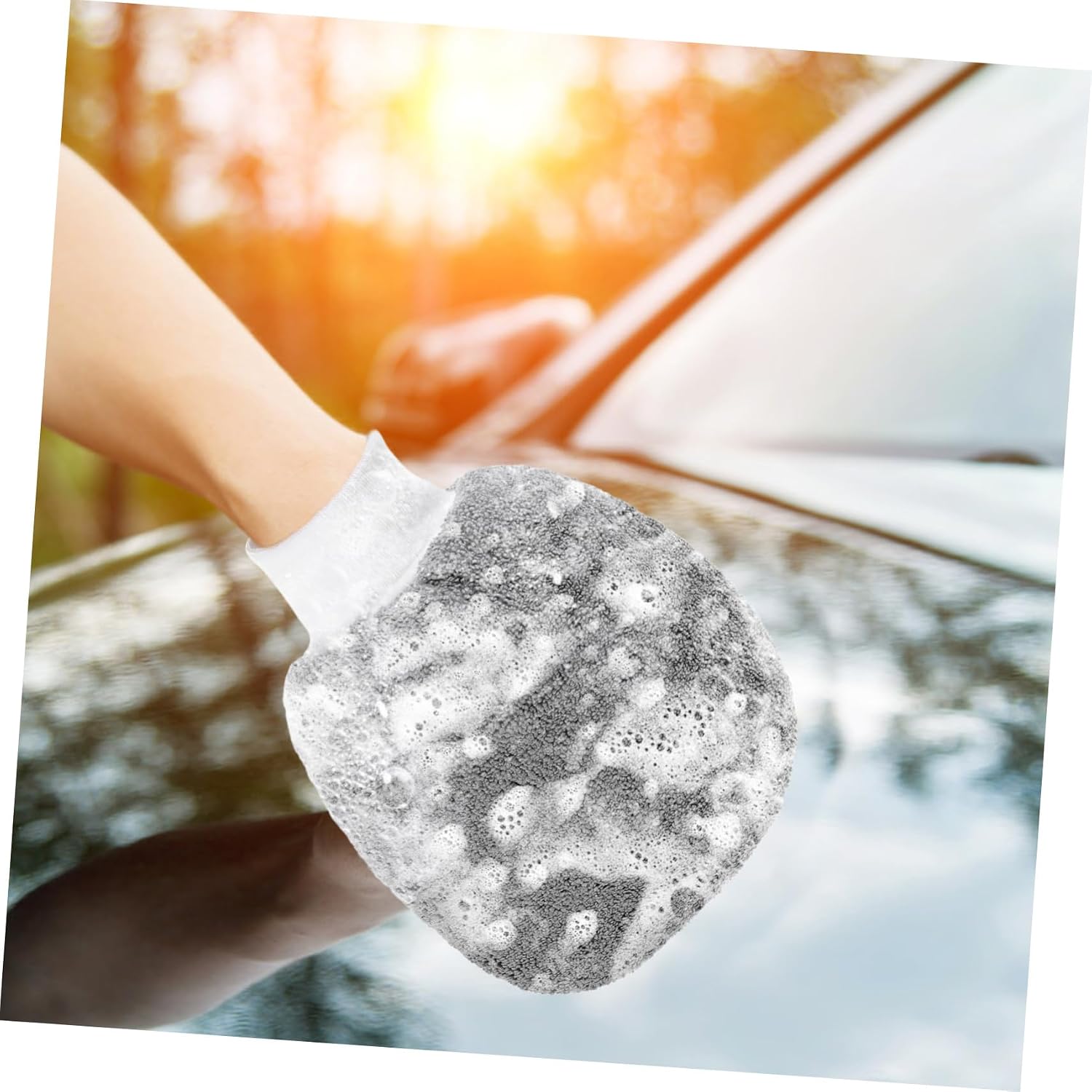 Unomor 2pcs Auto Wash Mitts Sponge for Car Washing Car Wash Glove Scratch Resistant Detailing Mitts