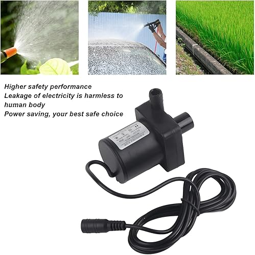 Miniatura 3 de Mini acuario sumergible, DC 12V 800LH sin escobillas, silencioso para fuente solar, peces de acuario, estanque, fuente, hidroponía, 16.4 ft