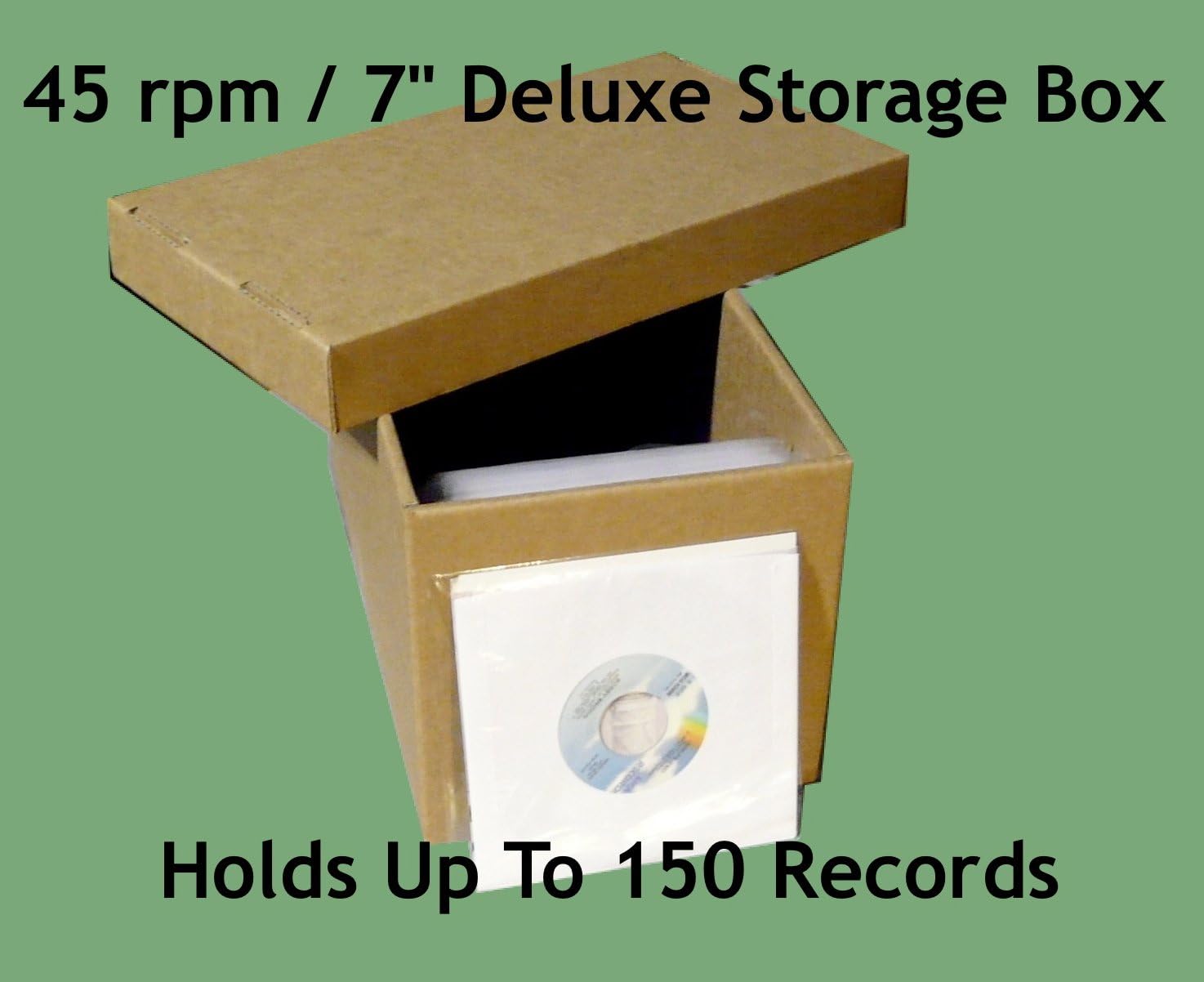 One (1) 45 rpm 7" Vinyl Record Storage Box Holds Up To