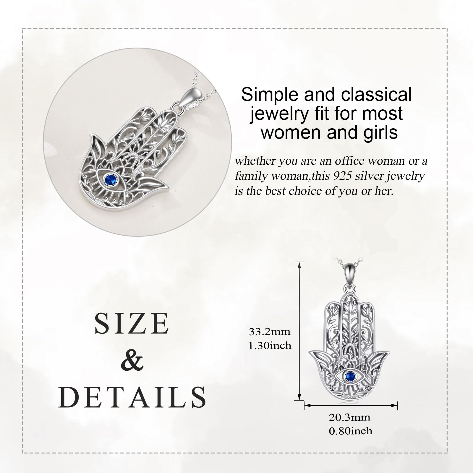 YAFEINI Hamsa naszyjnik ze srebra wysokiej próby Evil Eye naszyjnik Lotus Hamsa łańcuszek na szyję Lotus Evil Eye biżuteria dla kobiet i dziewcząt