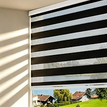 Cordless Zebra Blinds, Roller Shades,Black,34" W72" H | Sheer Dual Layer Window Shades with Free-Stop Design, Child & Pet Safe, Light Filtering, Privacy and Day Night Light Control