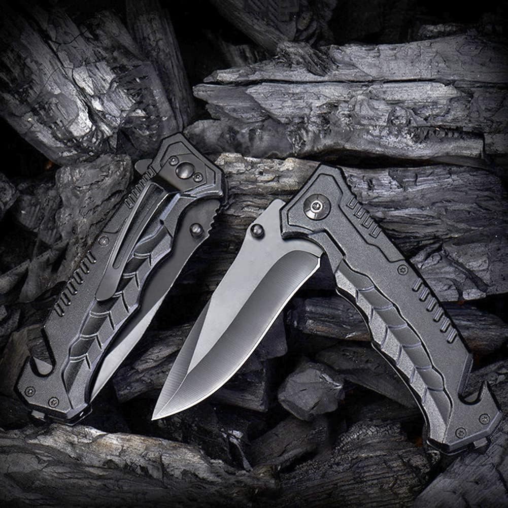 Folding Pocket Knife 3.54" Steel Blade Tactical Folding Knife with Glass Breaker Pocketclip Seatbelt Cutter Bottle Opener Knives for Rescue Outdoor Survival Camping Hunting Fishing Hiking EDC