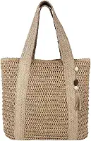 Bolsa de Praia, Marrom, Grande Capacidade, Bolsa de Praia Feminina, Borlas E Zíper Suave, Pode Ser Usado para Lazer Diário