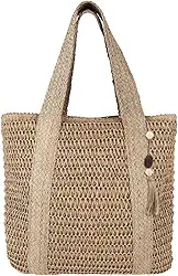 Bolsa de Praia, Marrom, Grande Capacidade, Bolsa de Praia Feminina, Borlas E Zíper Suave, Pode Ser Usado para Lazer Diário