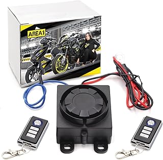 Area1 universal 12V Motorrad Motorroller Alarmanlage Easy 2 Fit einfache Montage mit nur 2 Kabeln, 2 Funkfernbedienungen inklusive, 125dB, Diebstahlschutz, Alternative zu Scheibenbremsenschloss